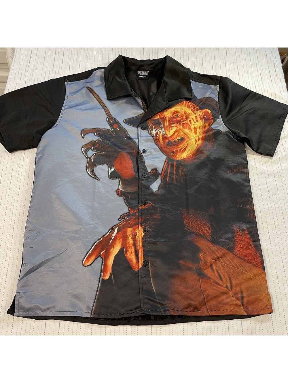 Freddy Kruger Sublimated Woven Button-Up Unisex Size Large Never Worn Elm Street